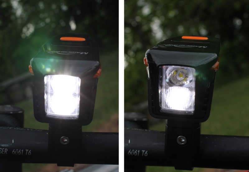 Side by side view of both LEDs and only the lower flood LED on the Eagle 600
